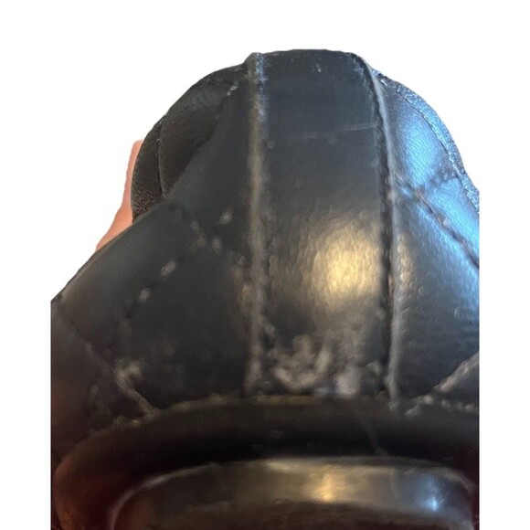 Neiman Marcus Navy Quilted Leather Patent Cap Toe Ballet Flats Women's Size 9 - Picture 5 of 9